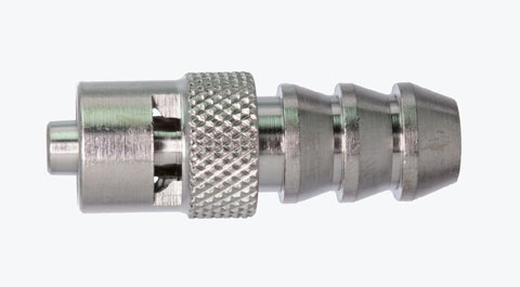 A1225 Male Luer Lock to .343" OD Barb (knurled) Plated Brass Luer to Tube Barb S4J Manufacturing